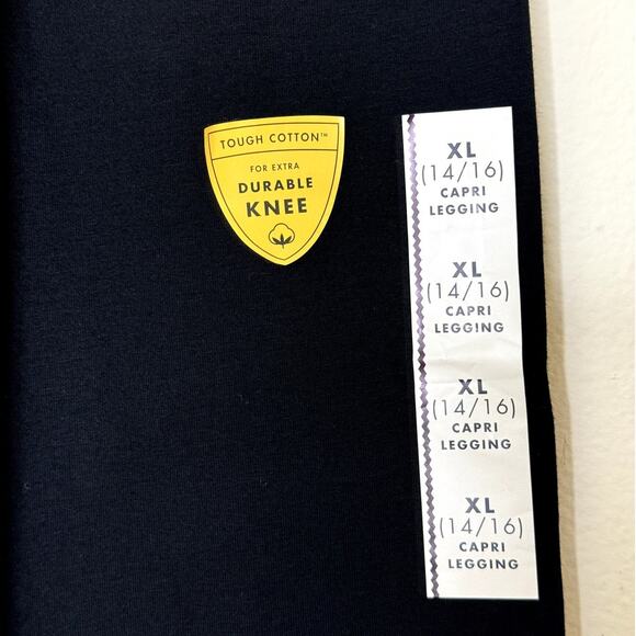 NEW WITH TAGS Girls Cat & Jack Black Cotton Blend Capri Leggings Size XL (14/16) - Picture 3 of 6